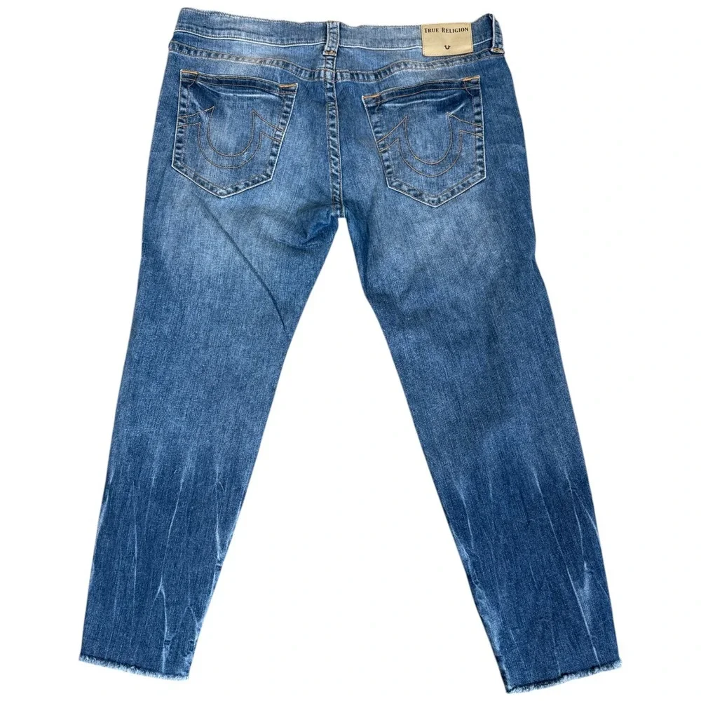 Men's True Religion Finn Slim Tapered Zip‎ Ankle Distressed Jeans Size 40 Casual